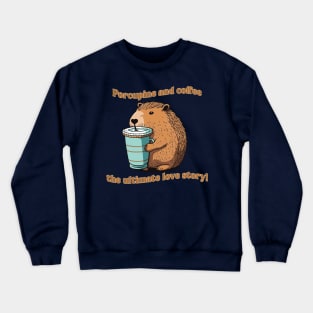 Porcupine and coffee the ultimate love story Crewneck Sweatshirt